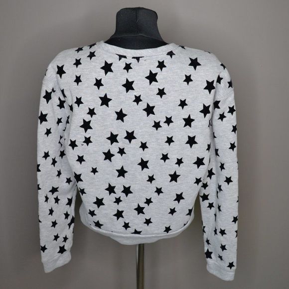 Maje Tiana Star Print Grey Crew Neck Sweater Sz S - Picture 3 of 7